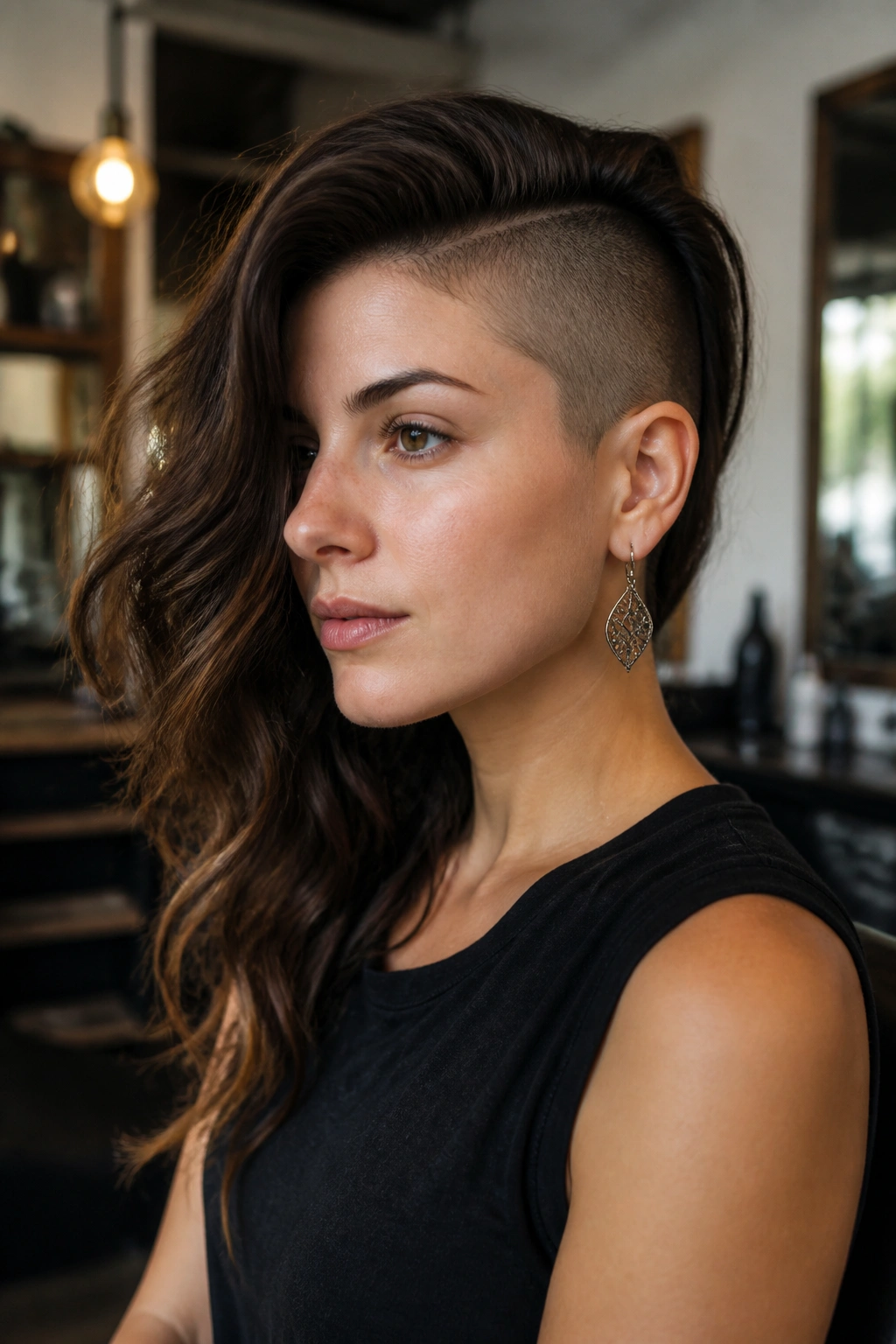 Real person with asymmetrical undercut showing dramatic one-side length difference.