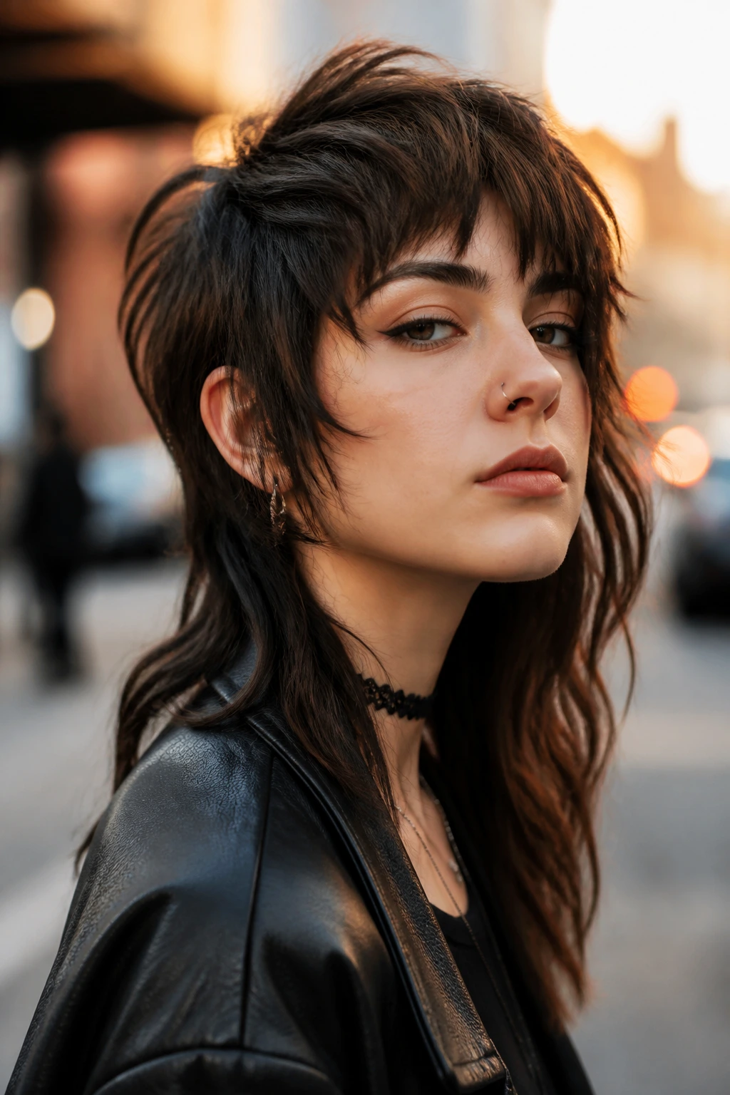 Close-up of asymmetrical wolf cut on a real woman