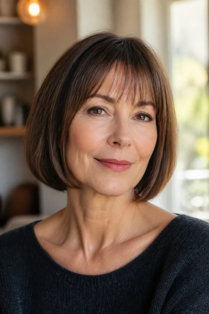 15 Chin Length Bobs With Bangs for Over 50