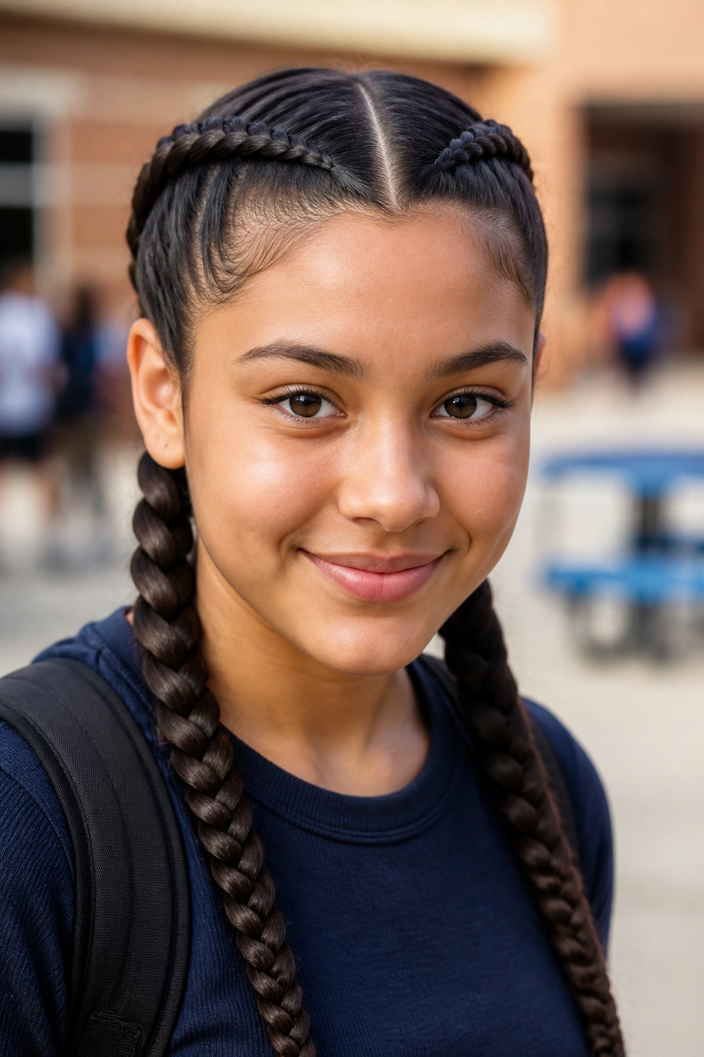 Close-up of boxer braids on a real person in a sunlit outdoor setting