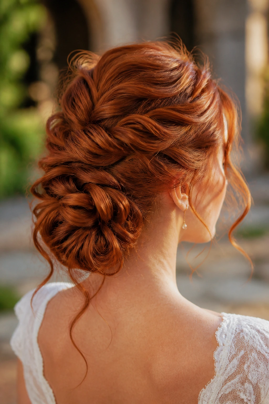 Bride with textured bubble twist updo