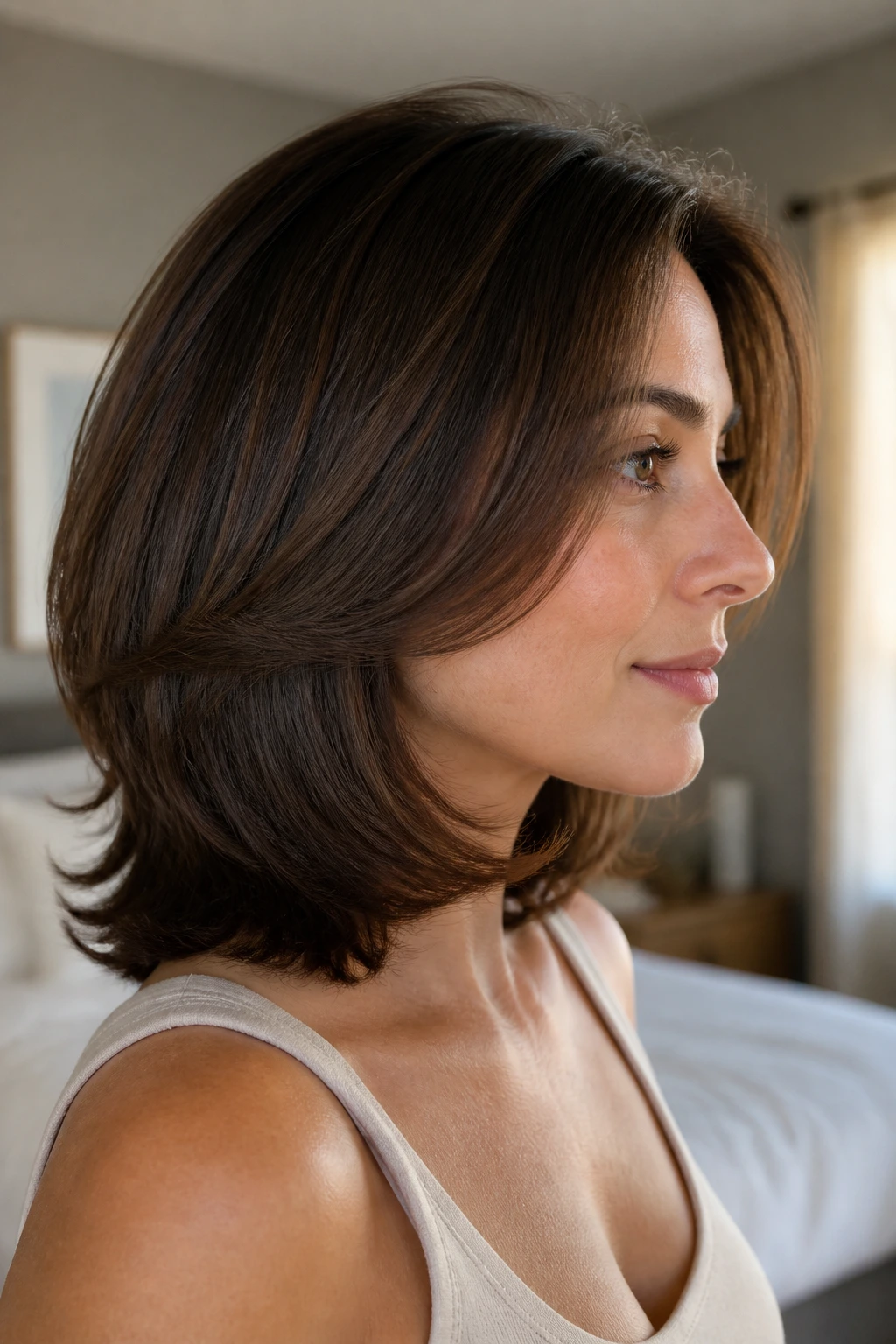 Profile view showing C-shape layers curving around the jaw