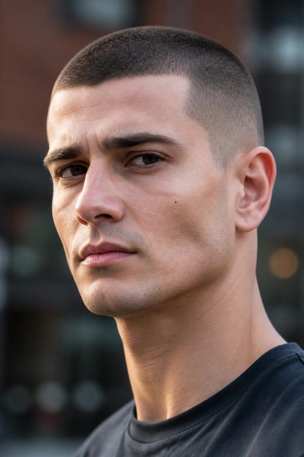 Close-up of a real person with a sharp close crop emphasizing clean hairline edges.