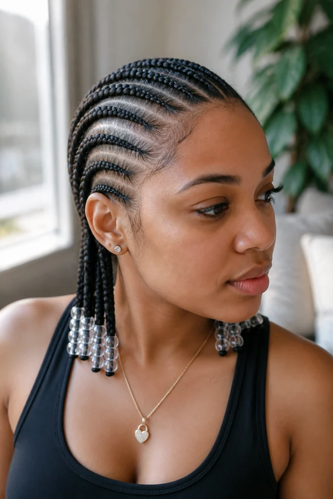 18 Cornrow Styles With Beads for Black Women