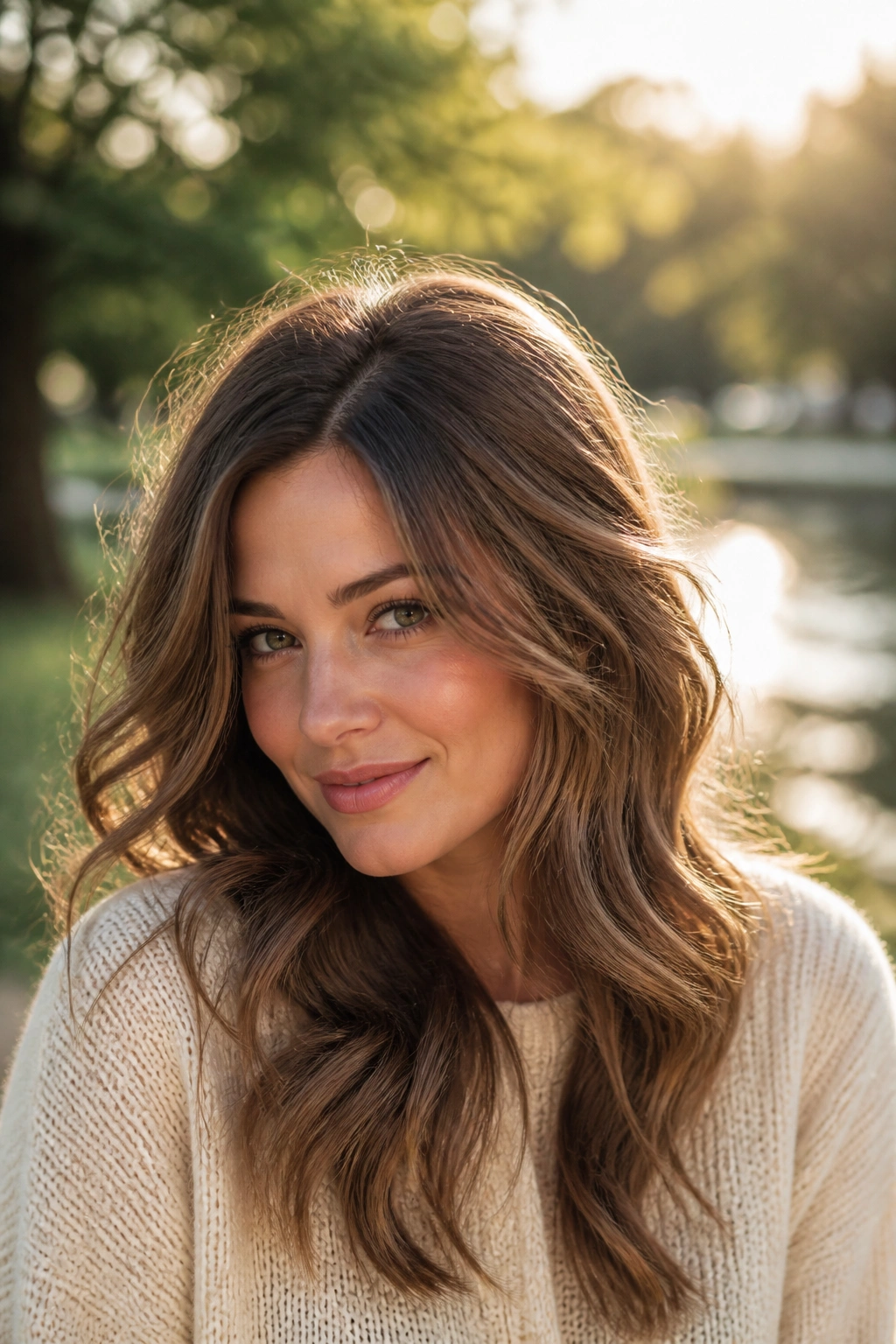 Close-up of crown-volume tousled waves hairstyle on a real person