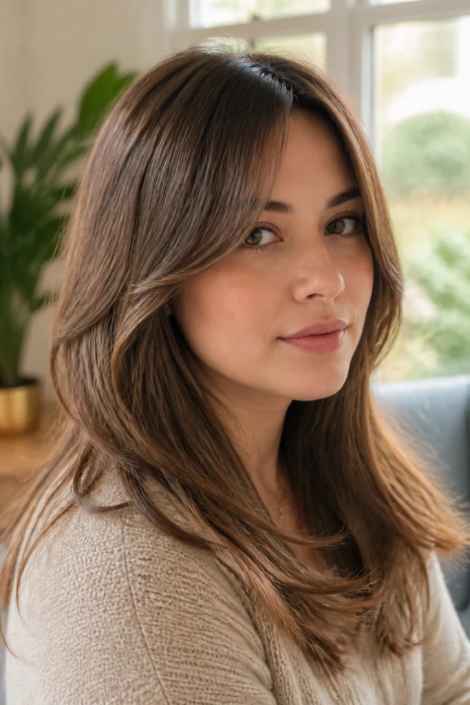 15 Soft Bang Styles for Round Faces