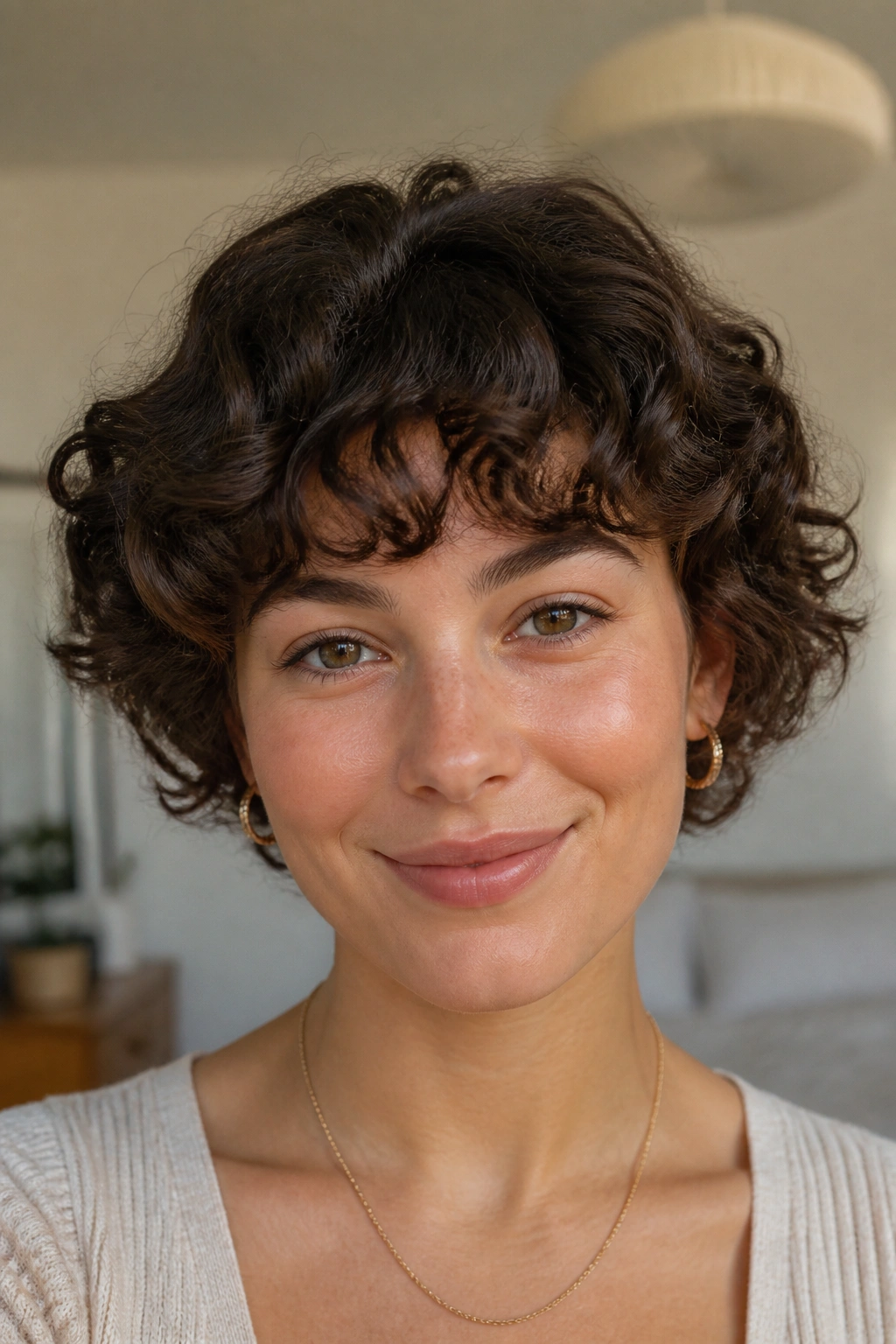Real person with diffused soft fringe photographed in natural light