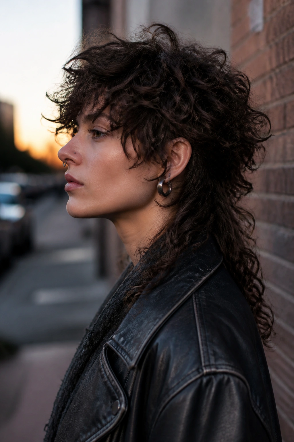 Side-profile of a real person with disconnected curly shag and long nape