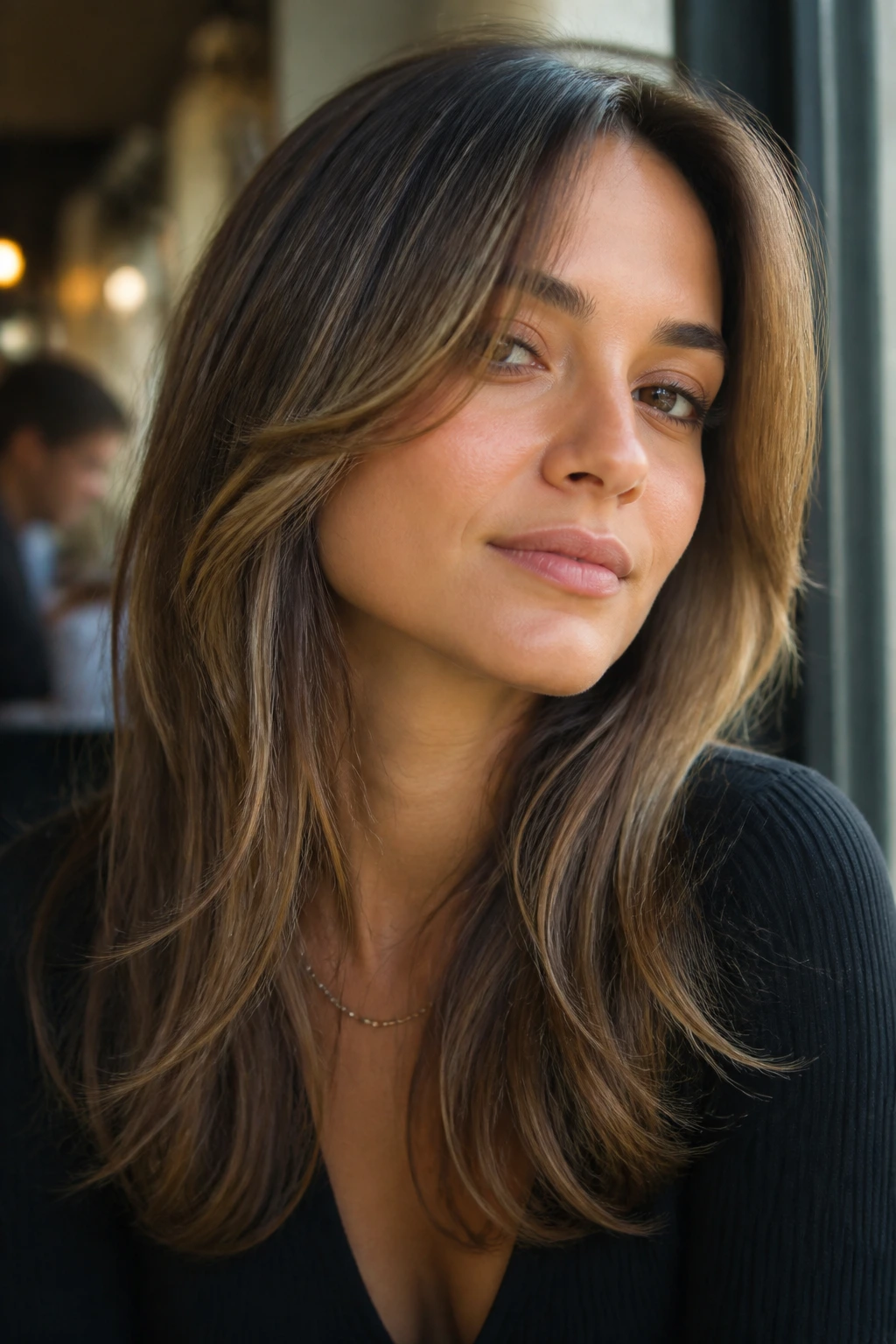 Portrait highlighting cheekbone-starting face-framing hair pieces.