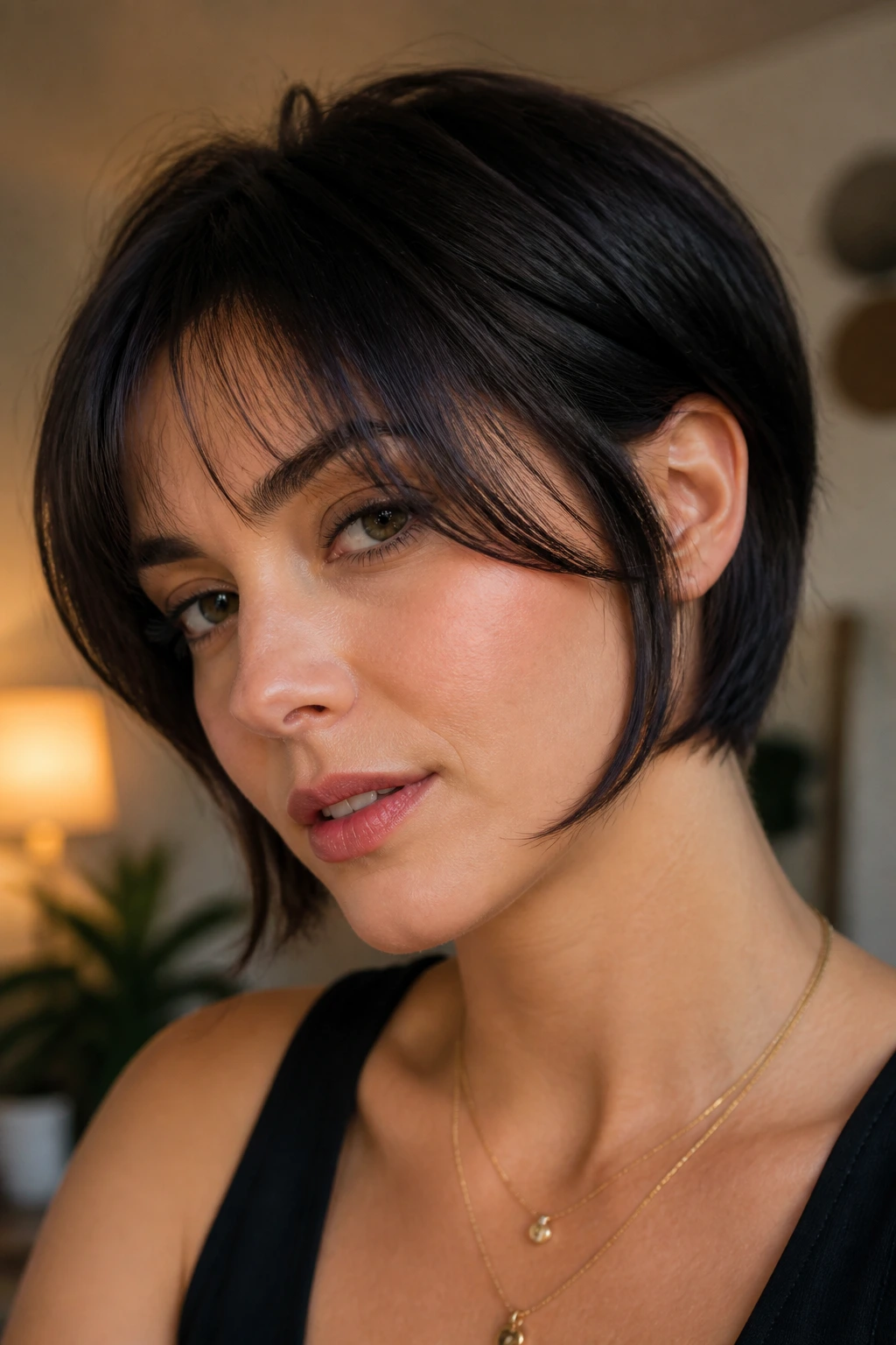 Close-up of real person with face-framing taper around cheeks and jaw