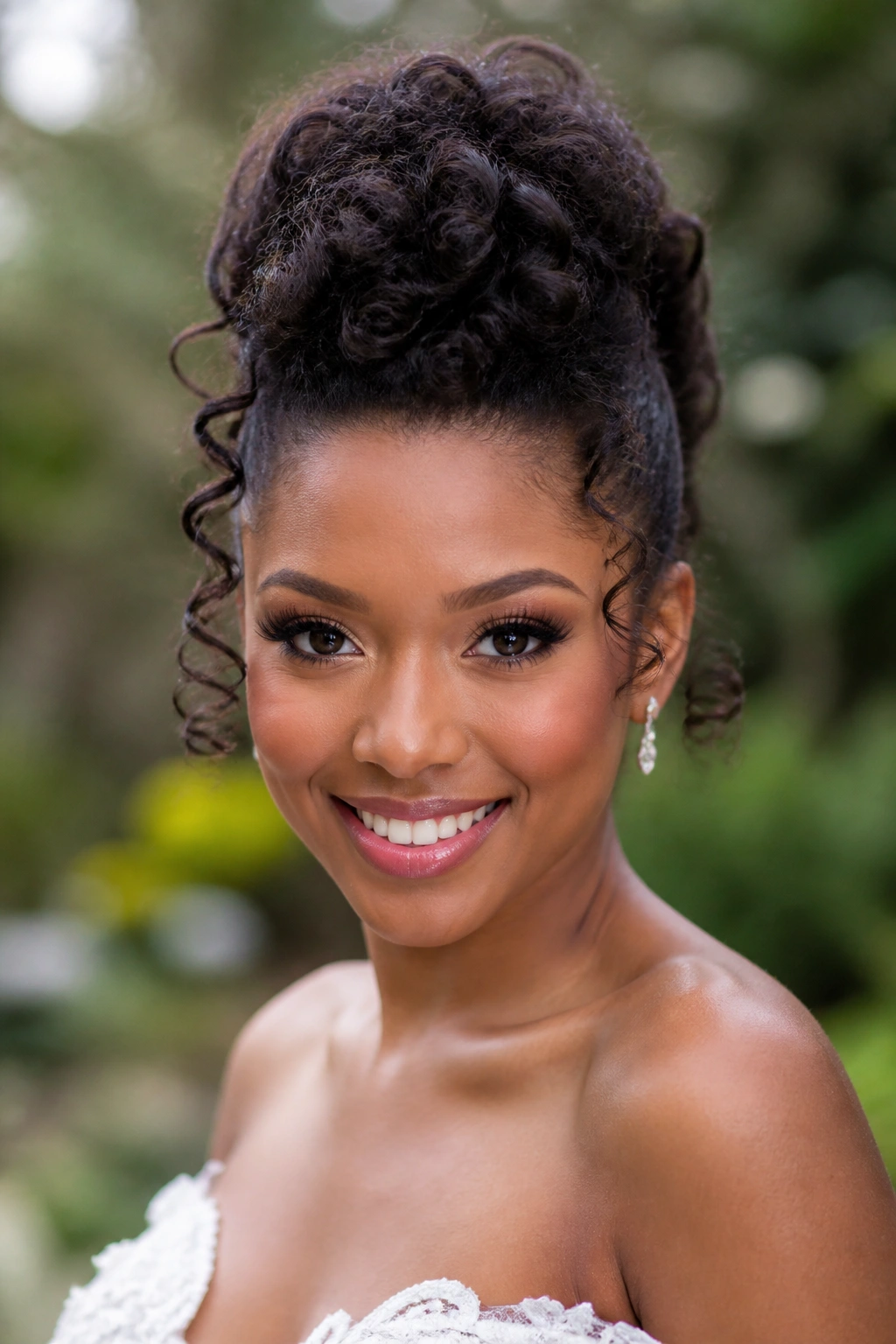 Bride with pinned faux hawk curls