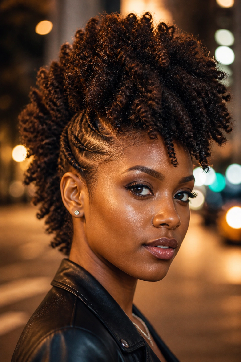Real person with a faux hawk twist-out hairstyle
