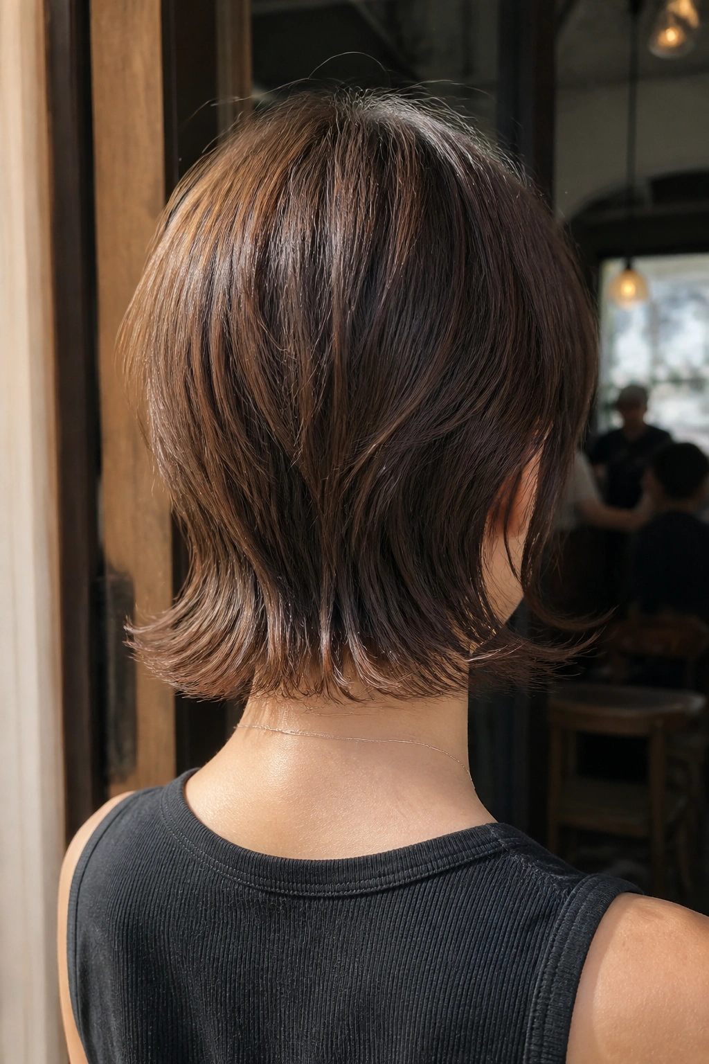 Back view of a real person showing flipped-out nape mullet.