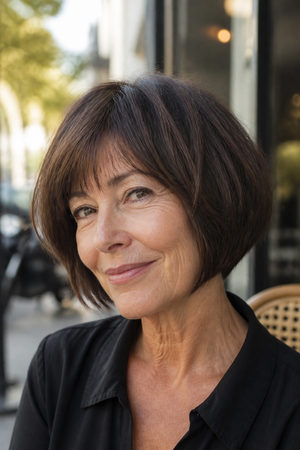 Gray-haired woman with textured French bob