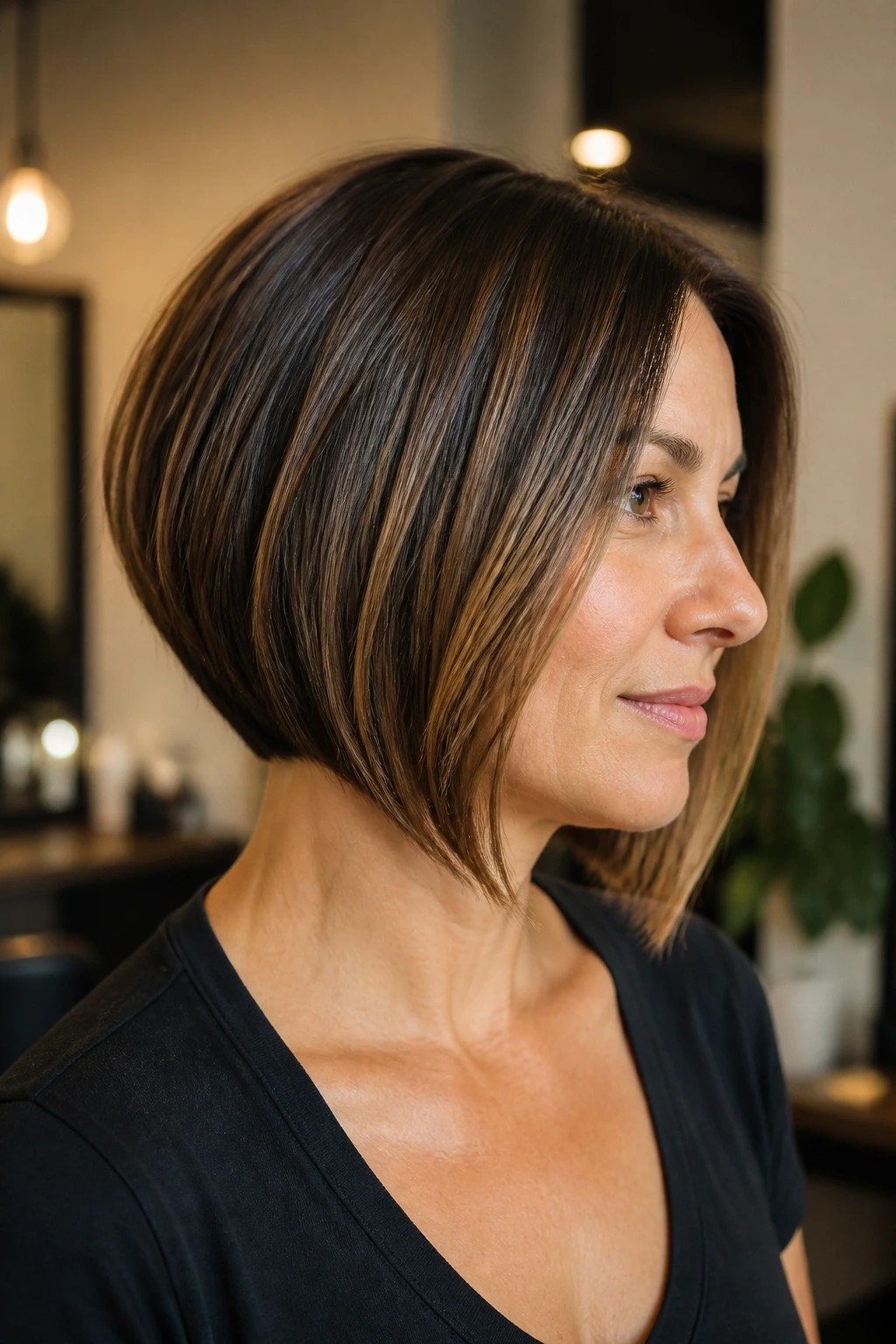 Close-up of Graduated Bob on real woman