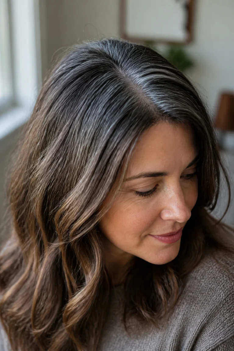 18 Grey Hair Lowlight Ideas for Brunettes