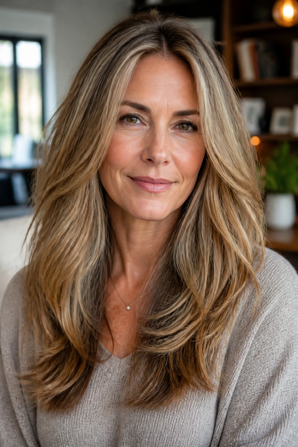 Close-up portrait showing invisible interior layers creating fullness on a real woman