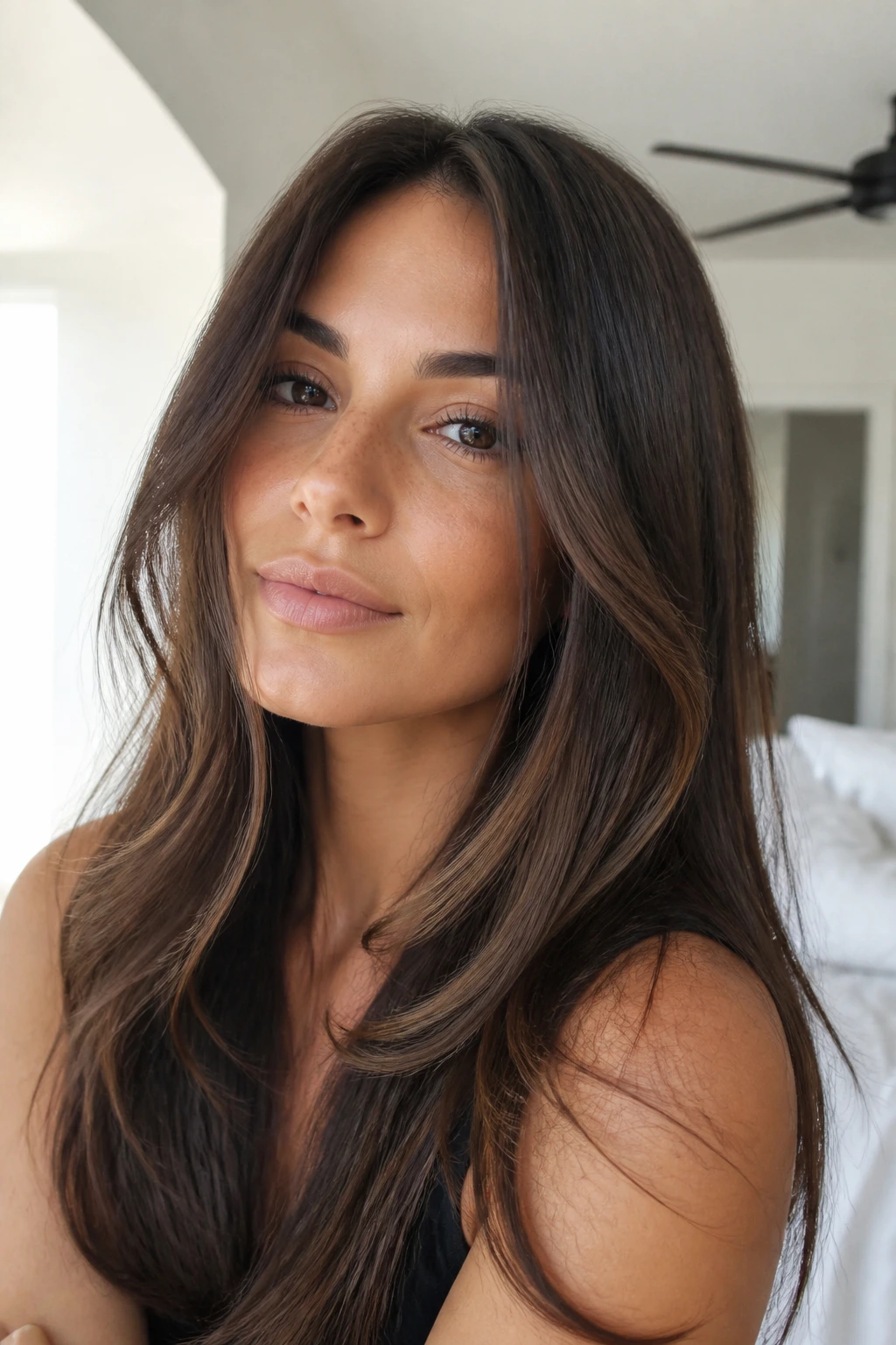 Real woman with barely-there invisible layers, close-up portrait
