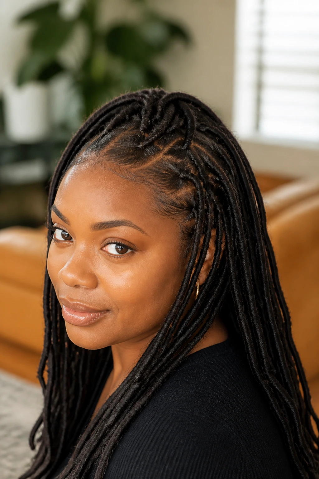 Close-up of invisible locs twist-wrap on a real person.