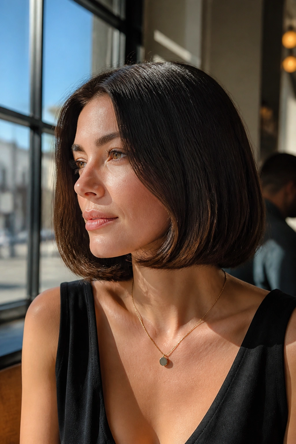 Portrait of person with Italian bob featuring full rounded ends