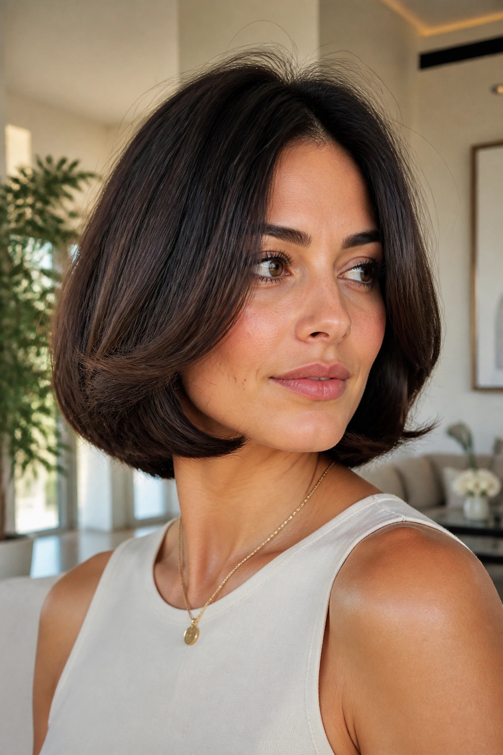 Real woman with an Italian bob and fuller ends