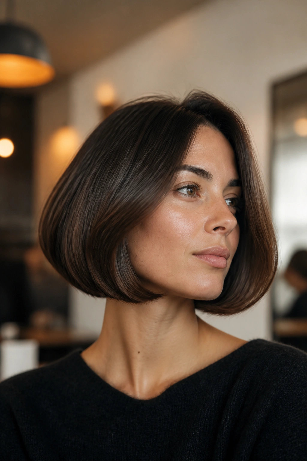 Real woman with Italian bob portrait