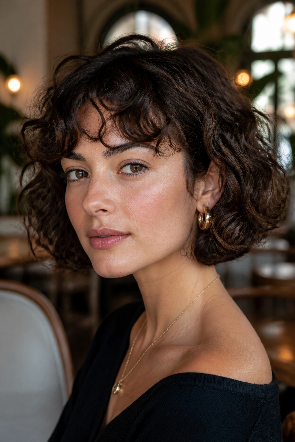 Close-up portrait of Italian Curly Bob on a real person