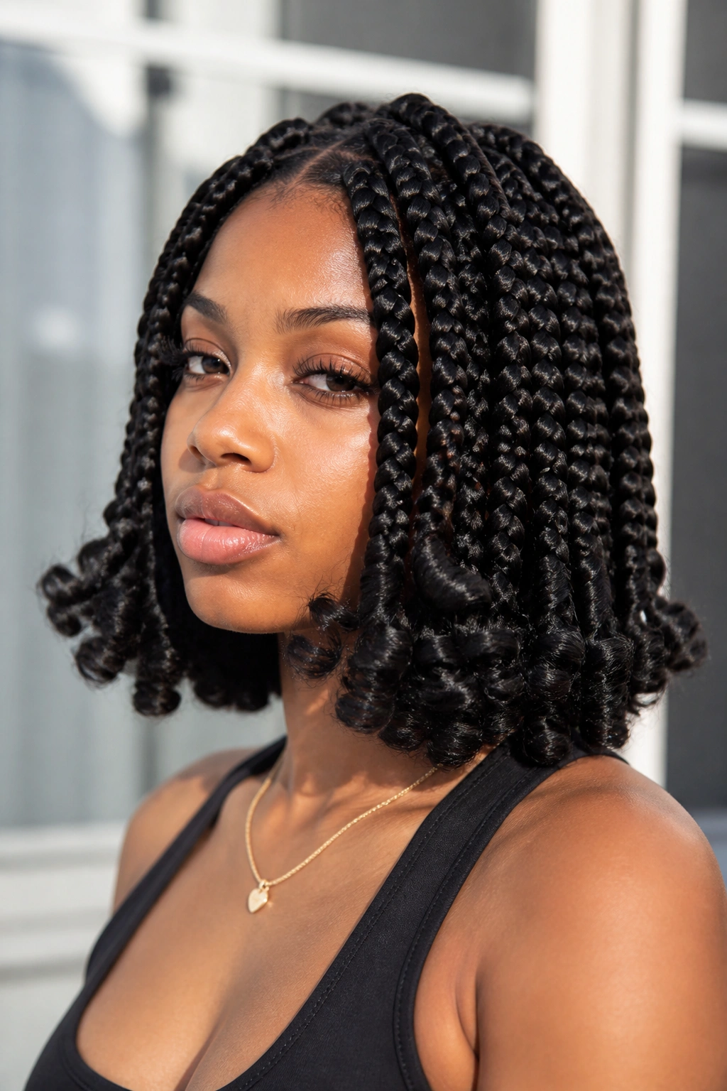 Jumbo bob with big springy ends on a real woman