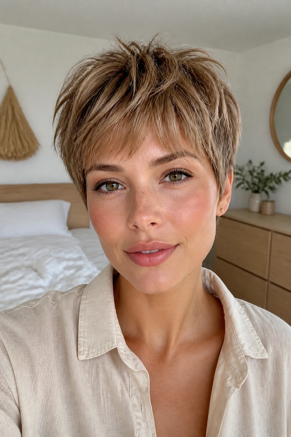 Close-up of latte brown textured crop with beige undertones.