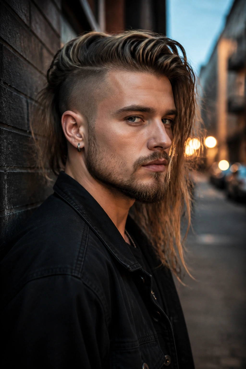 Portrait of a man with long top hair and an undercut on the sides