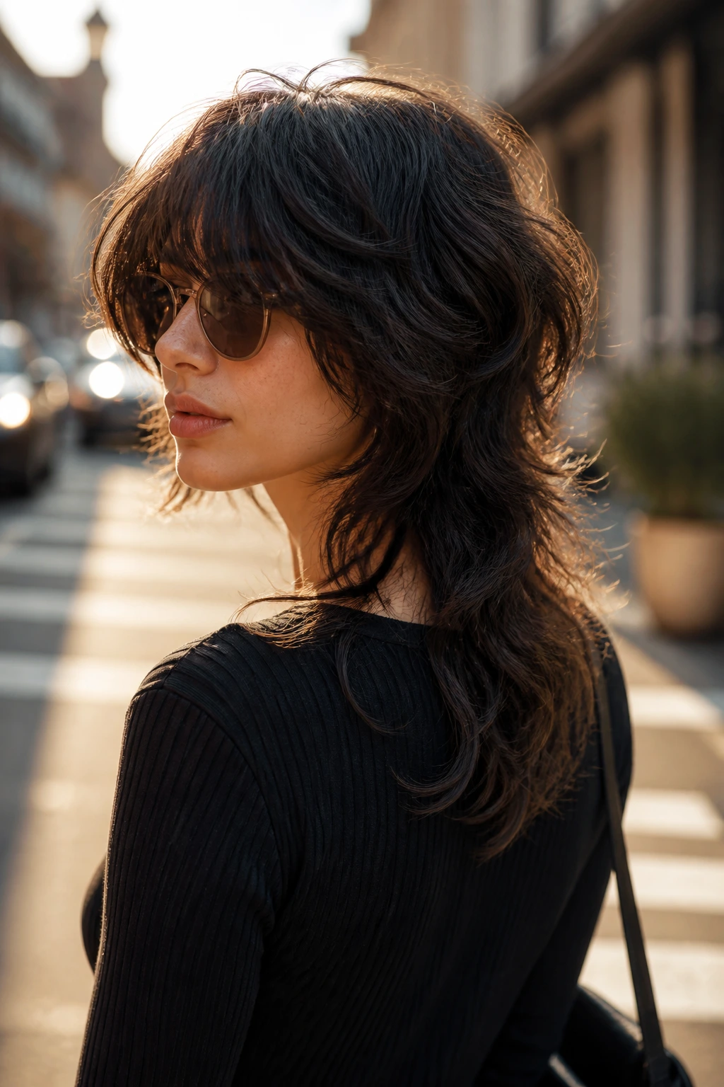 Portrait showing long nape shag with extended back hair.