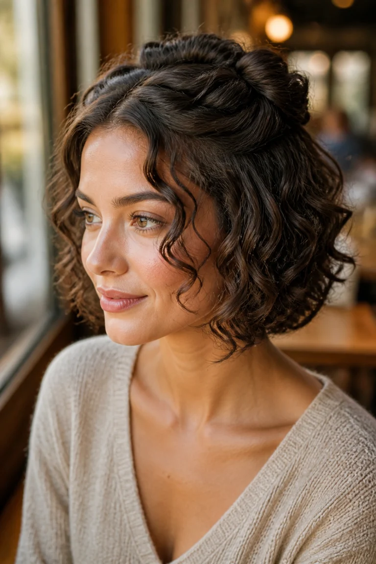15 Half Up Half Down Styles for Curly Bobs