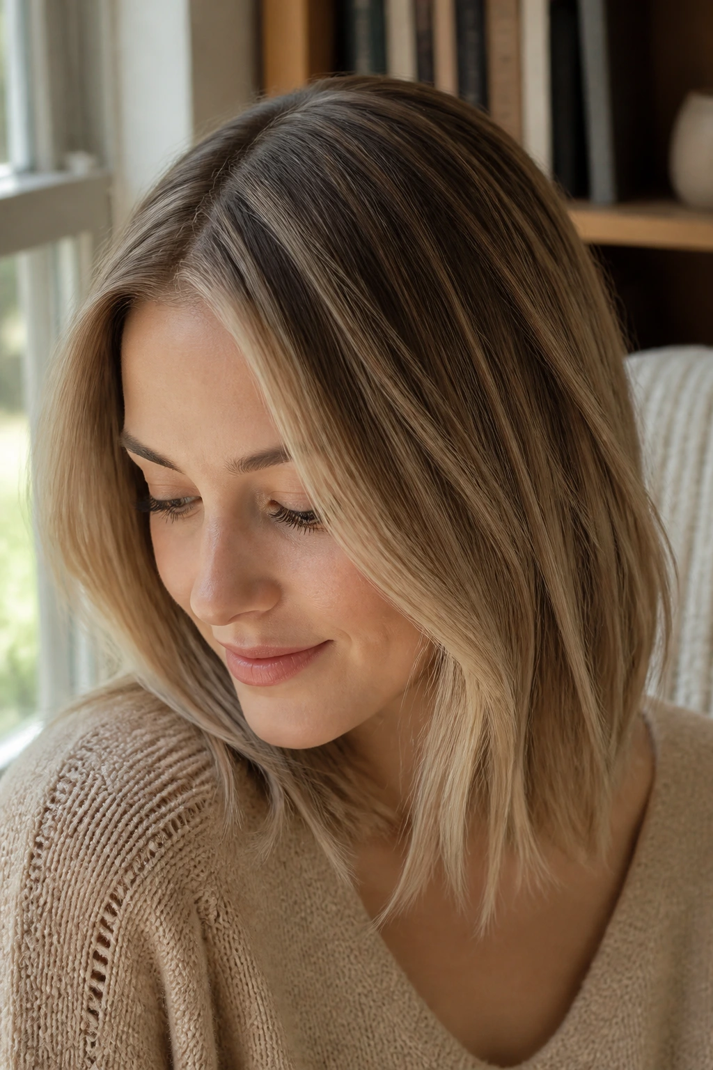 Close-up of hair with subtle low-contrast highlights blending into the base