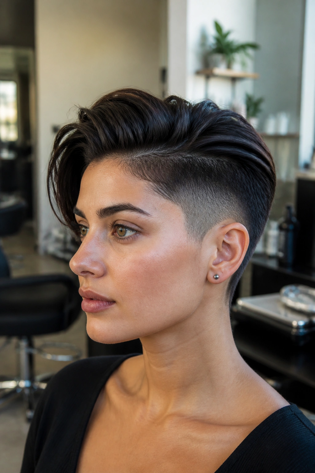 Portrait of a real person with a low fade undercut on the sides.