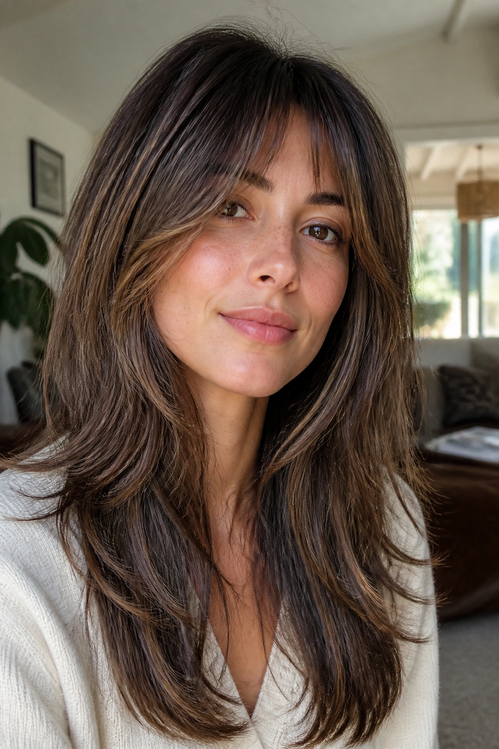 Real woman with low-maintenance soft shag close-up