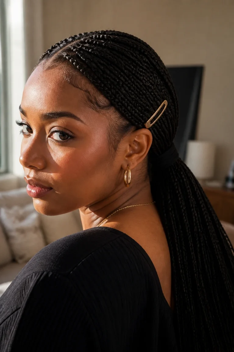 18 Box Braid Hairstyles With a Hair Clip