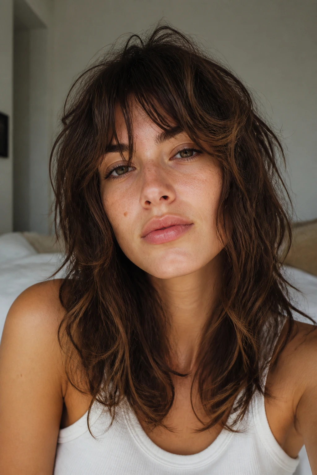 Real person with Messy Air-Dried Shag showing natural waves and textured ends.