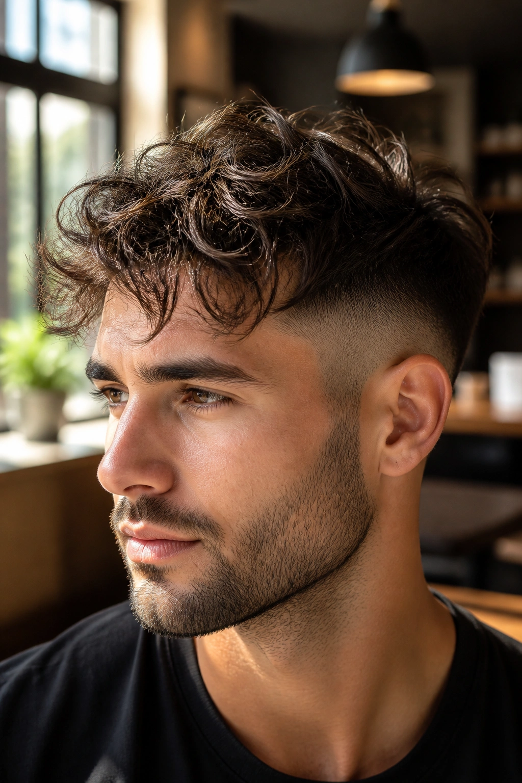 Portrait of man with messy textured undercut