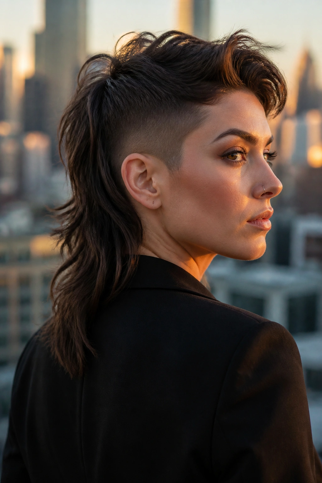 Real person with modern undercut mullet, short sides and longer back.