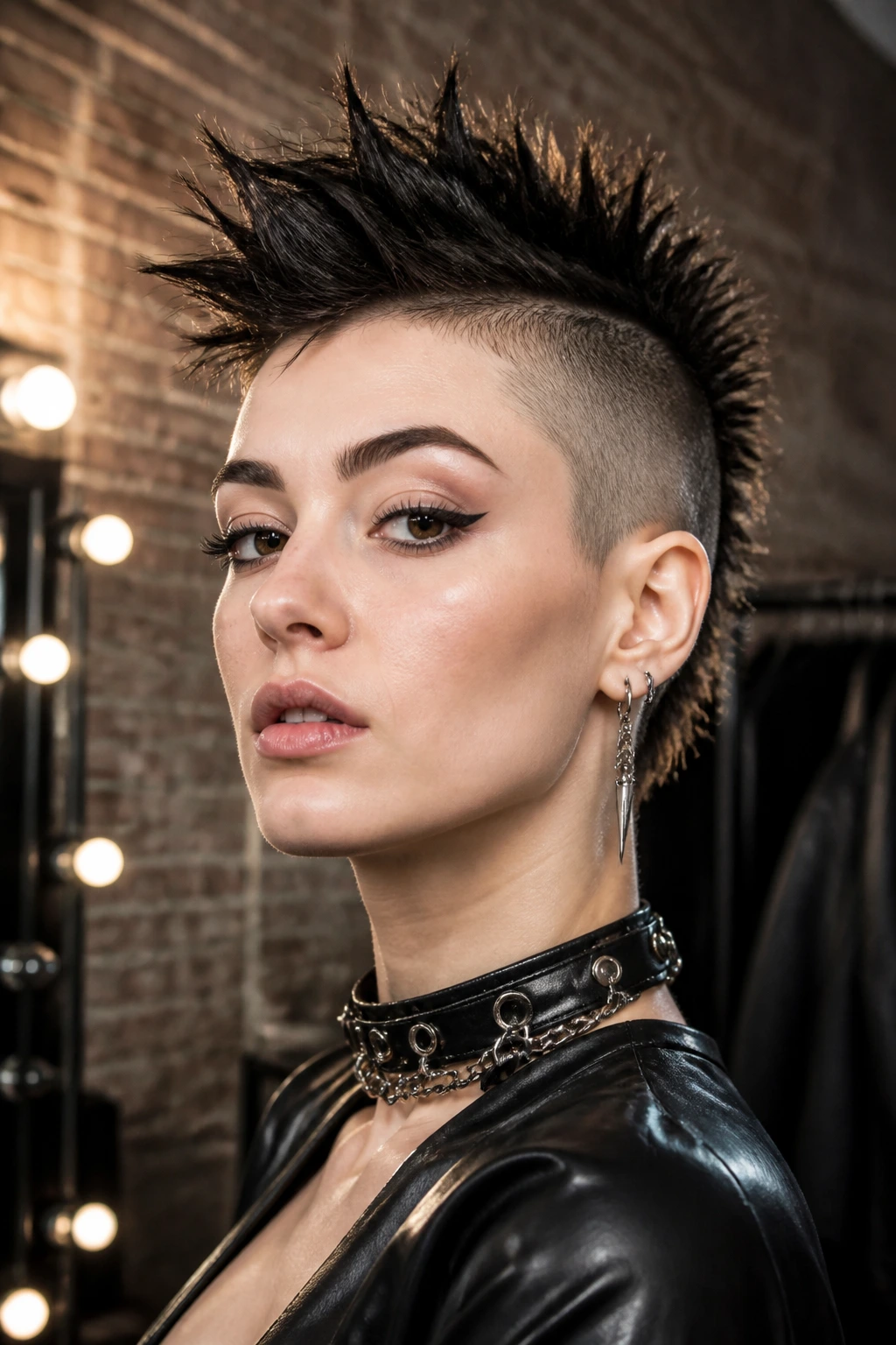 Portrait of real person with mohawk-inspired pixie hairstyle