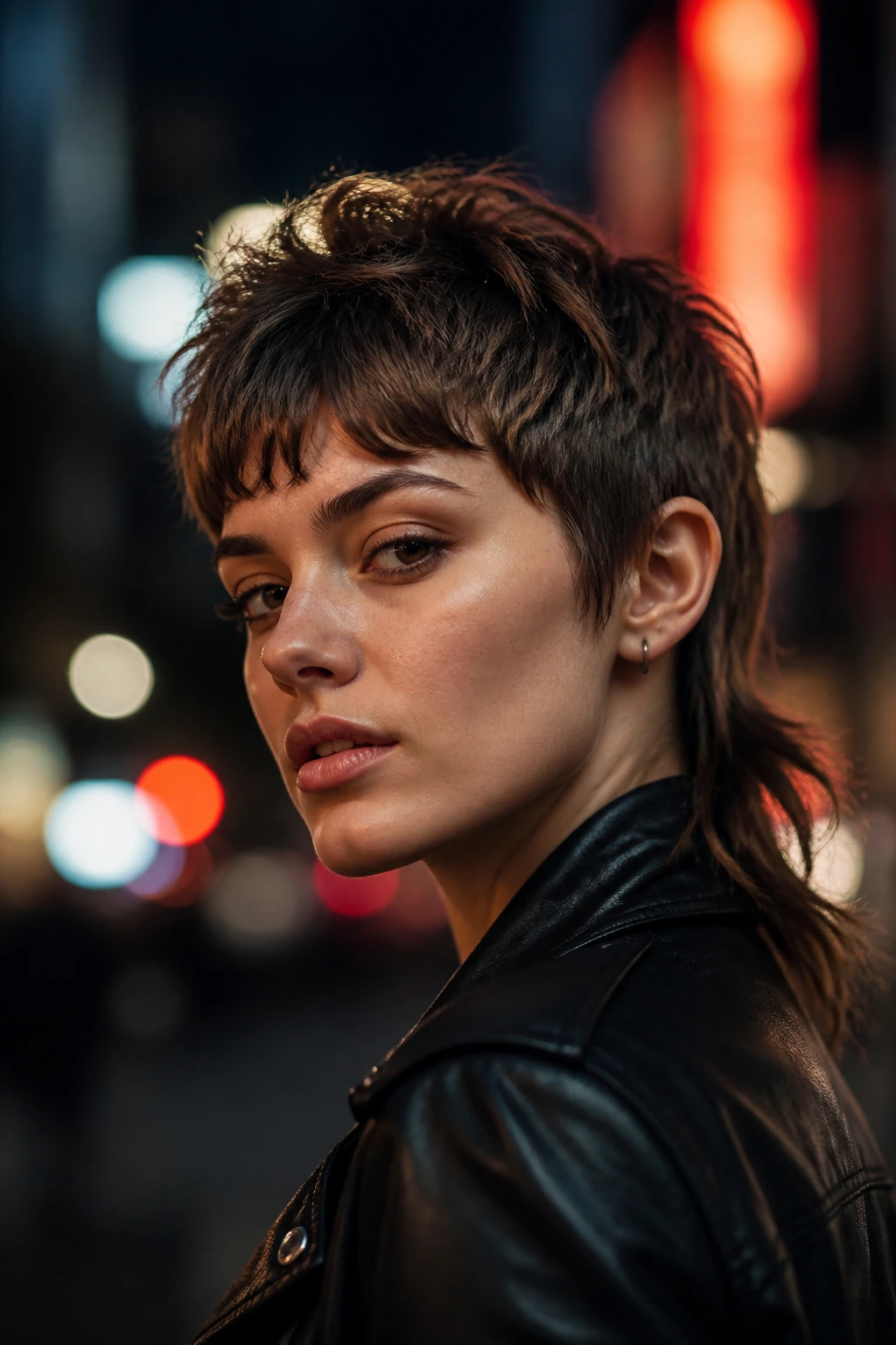 Close-up portrait of The Mullet Pixie Hybrid on a real person