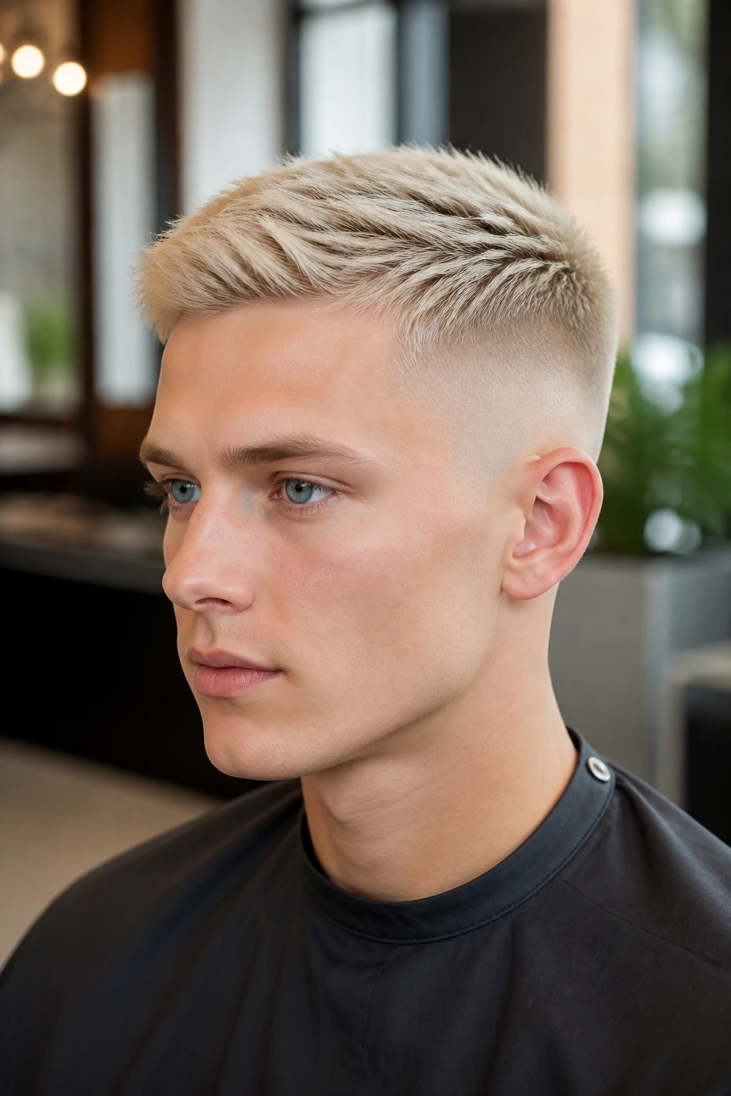 Close-up of a real person with Nordic Blonde tapered fade