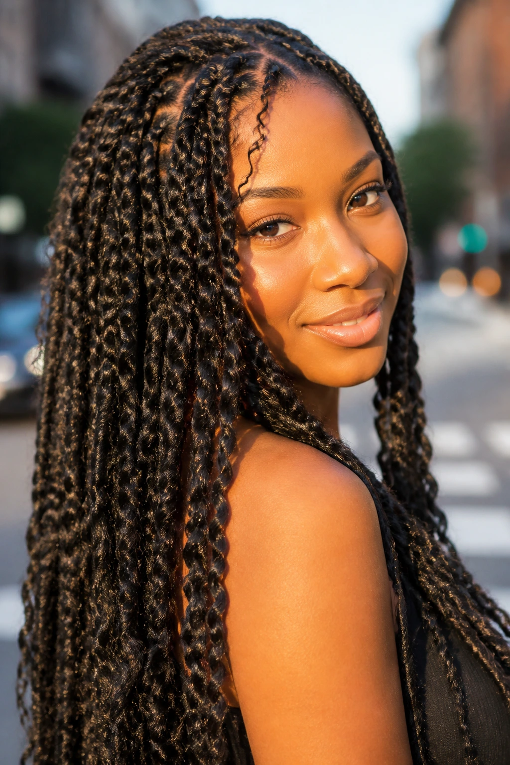 Passion twists close-up portrait on a real person outdoors