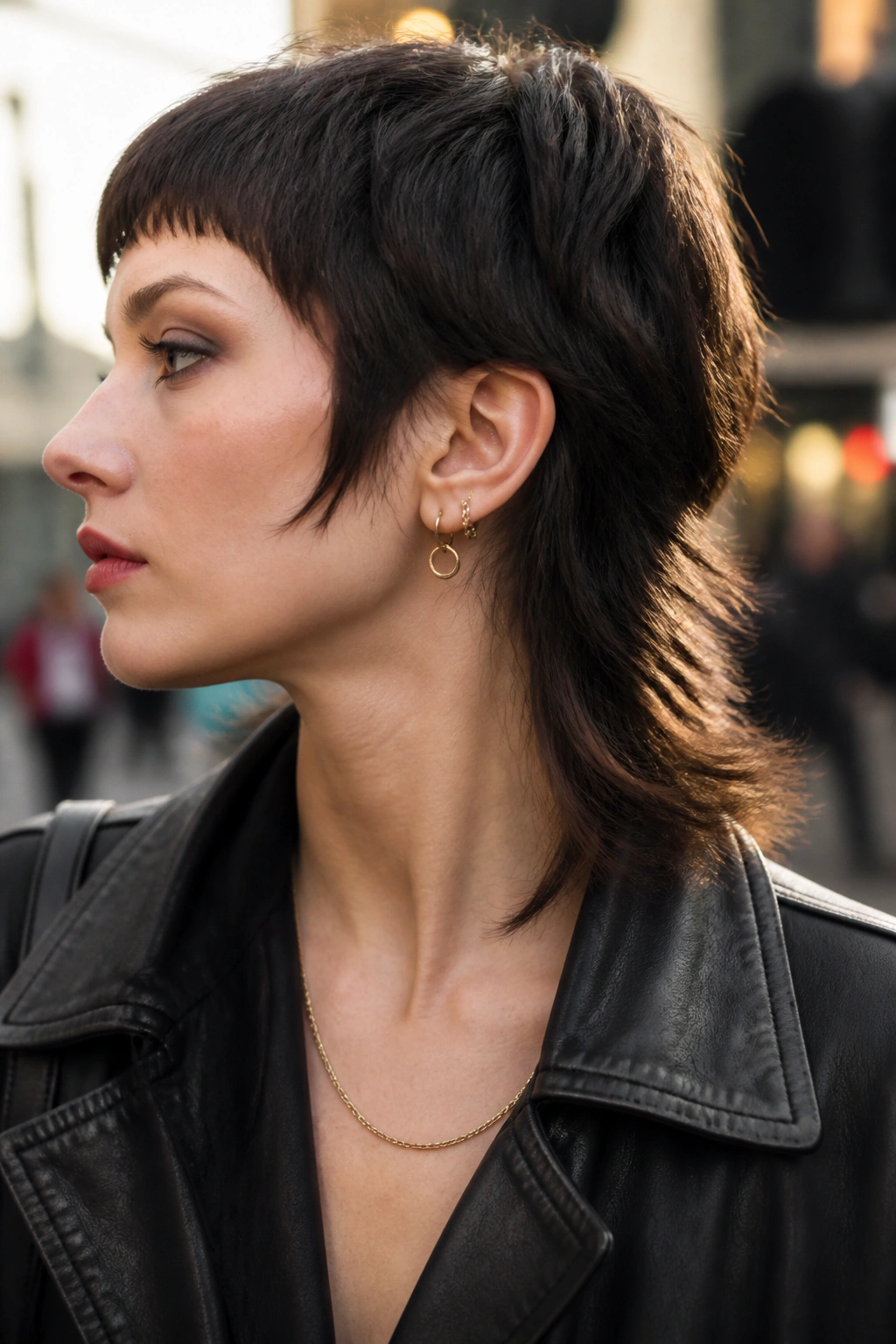 Real person with piecey sideburn mullet on straight hair.