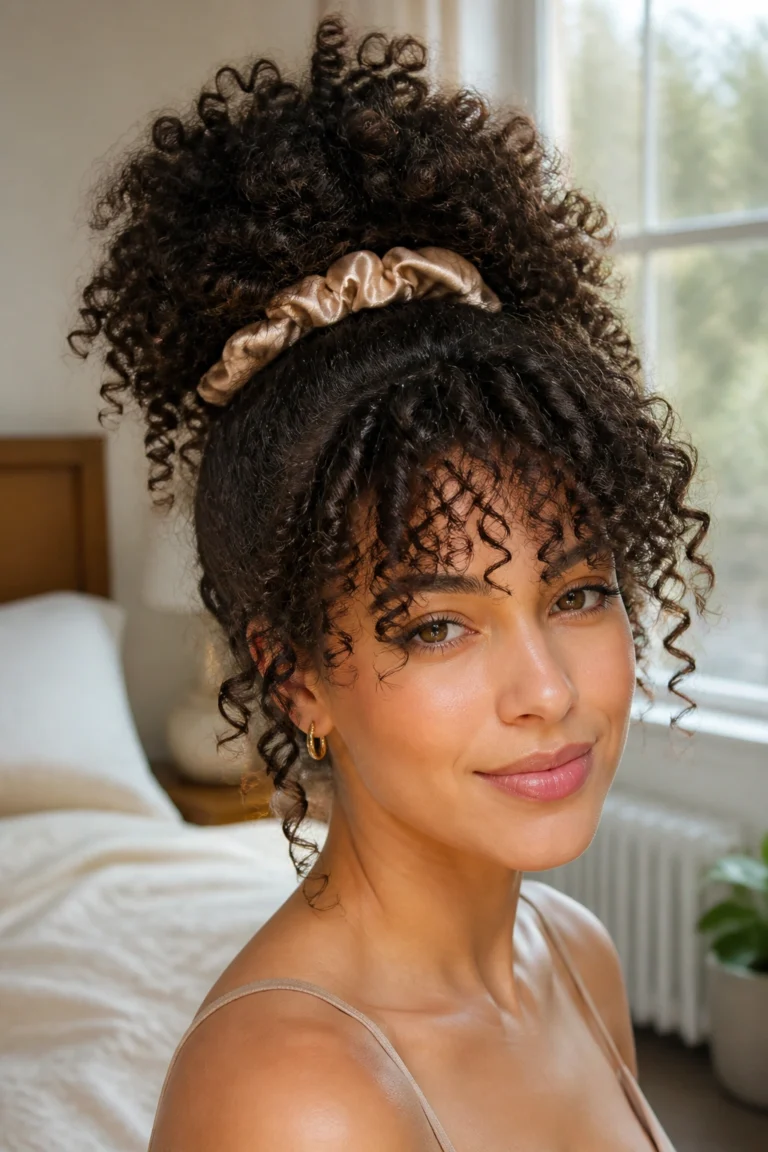 15 Curly Updos With Bangs