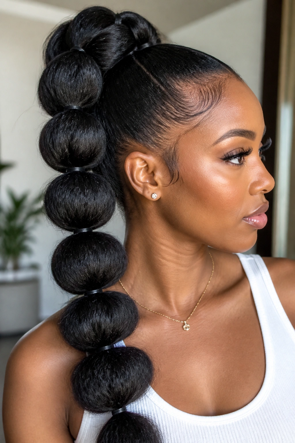 Pull-through braid creating a chunky, full shape on a real woman