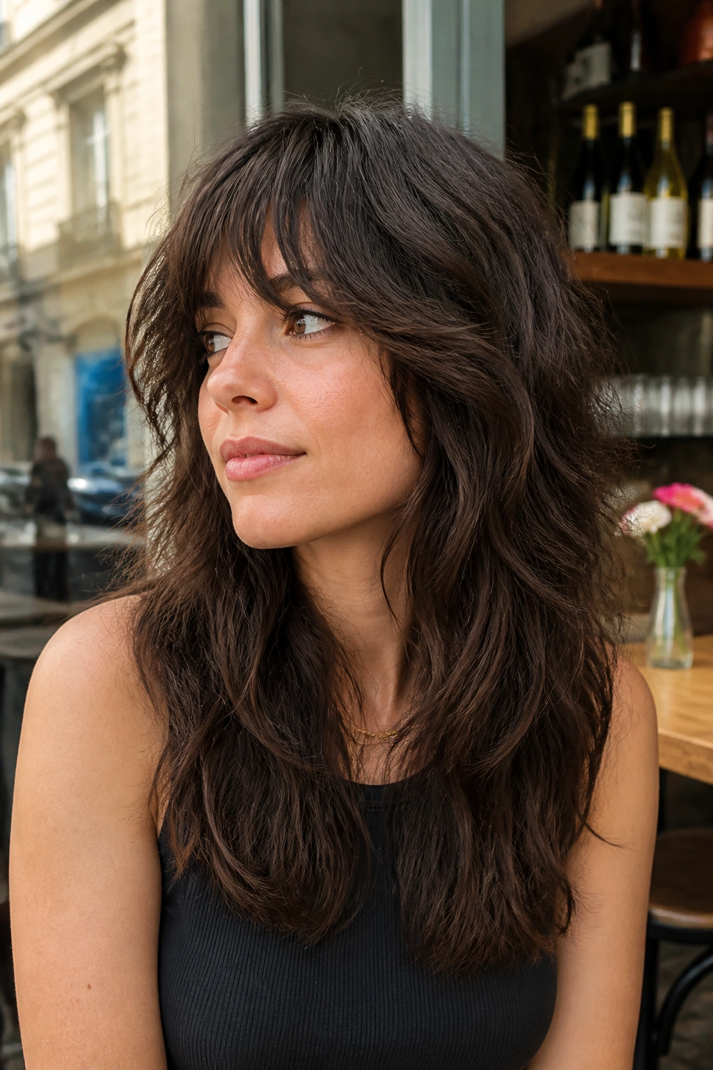 Real woman with rounded shag ending in fuller, soft ends