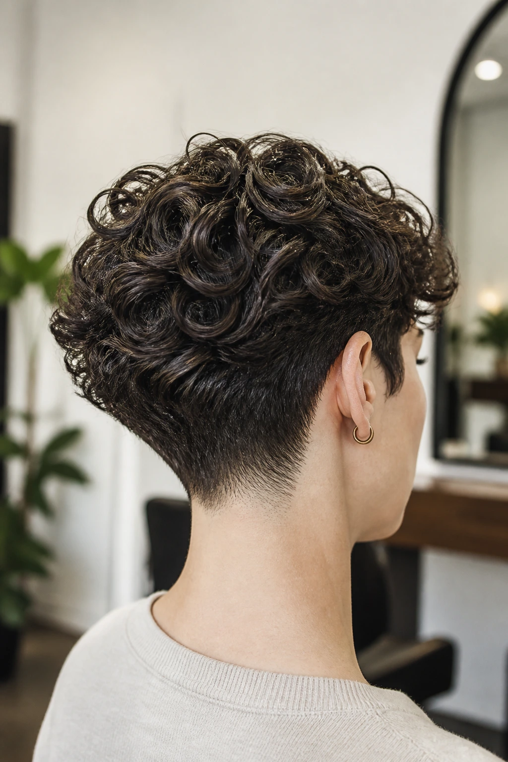 Real person with short perm and tapered nape