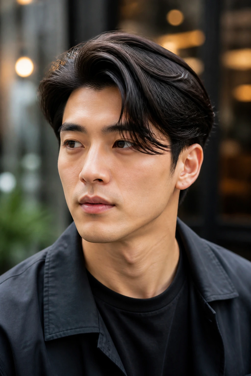Male portrait with side-swept flow and soft taper