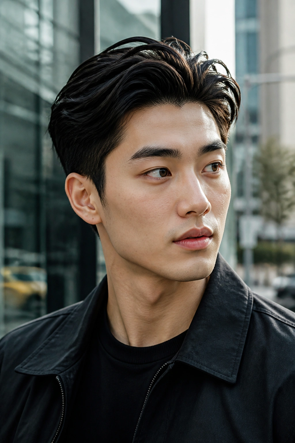 Portrait of man with slick back and airy separation